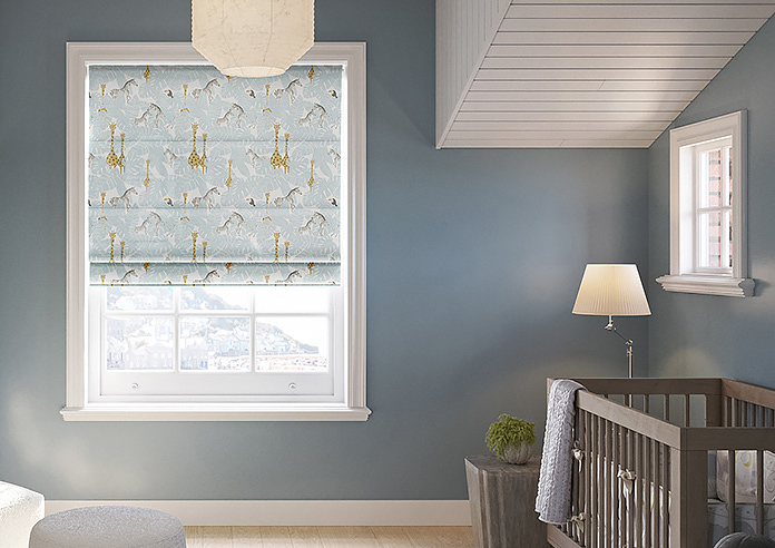 Wild Thing, Powder Blue - Motorised Roman Blind - Image 3